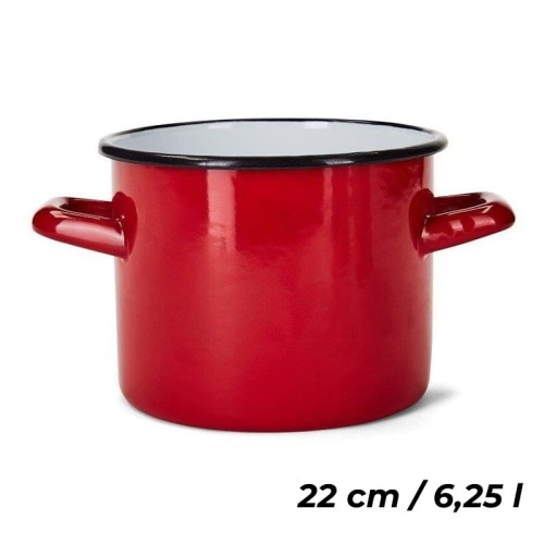 FLORINA Garnek emaliowany gładki bez pokrywki 22 cm / 6,25 l czerwony