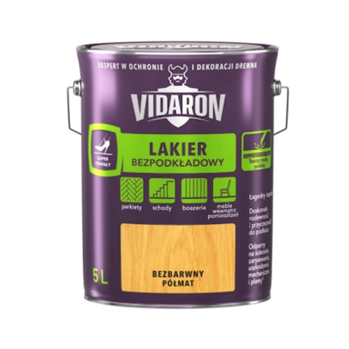 VIDARON Lakier Bezpodkładowy bezbarwny półmat 5L