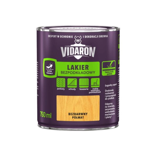 VIDARON Lakier Bezpodkładowy bezbarwny półmat 0,75L