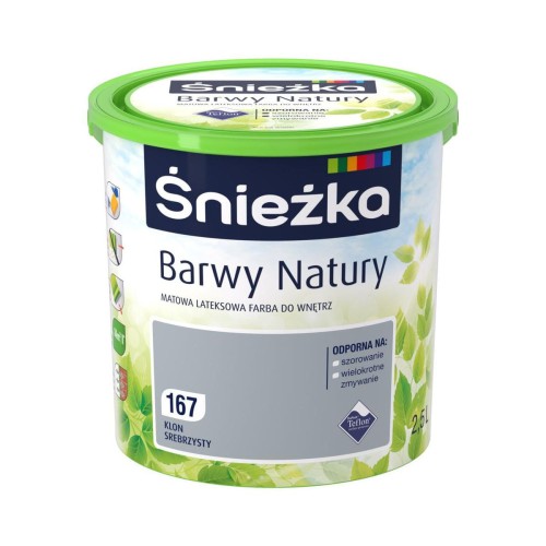 FARBA ŚNIEŻKA LATEKSOWA BARWY NATURY KLON SREBRZYSTY 5L