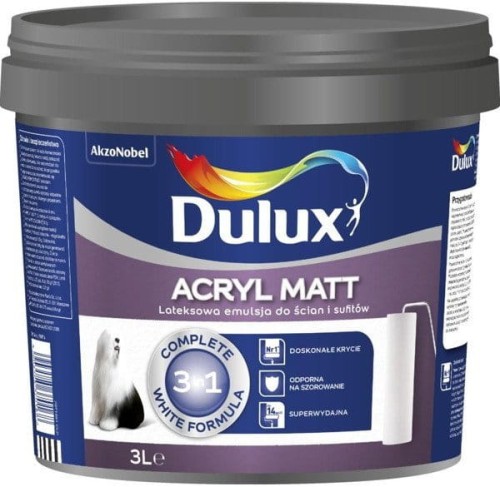 AKZO ACRYL Dulux Lateksowa farba Biała MATT 3L