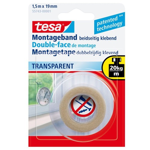 TESA TAŚMA MONTAŻOWA TRANSPARENTNA 1,5M/19MM