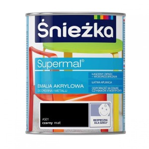 ŚNIEŻKA Emalia akrylowa SUPERMAL A501 czarny 0,8L mat