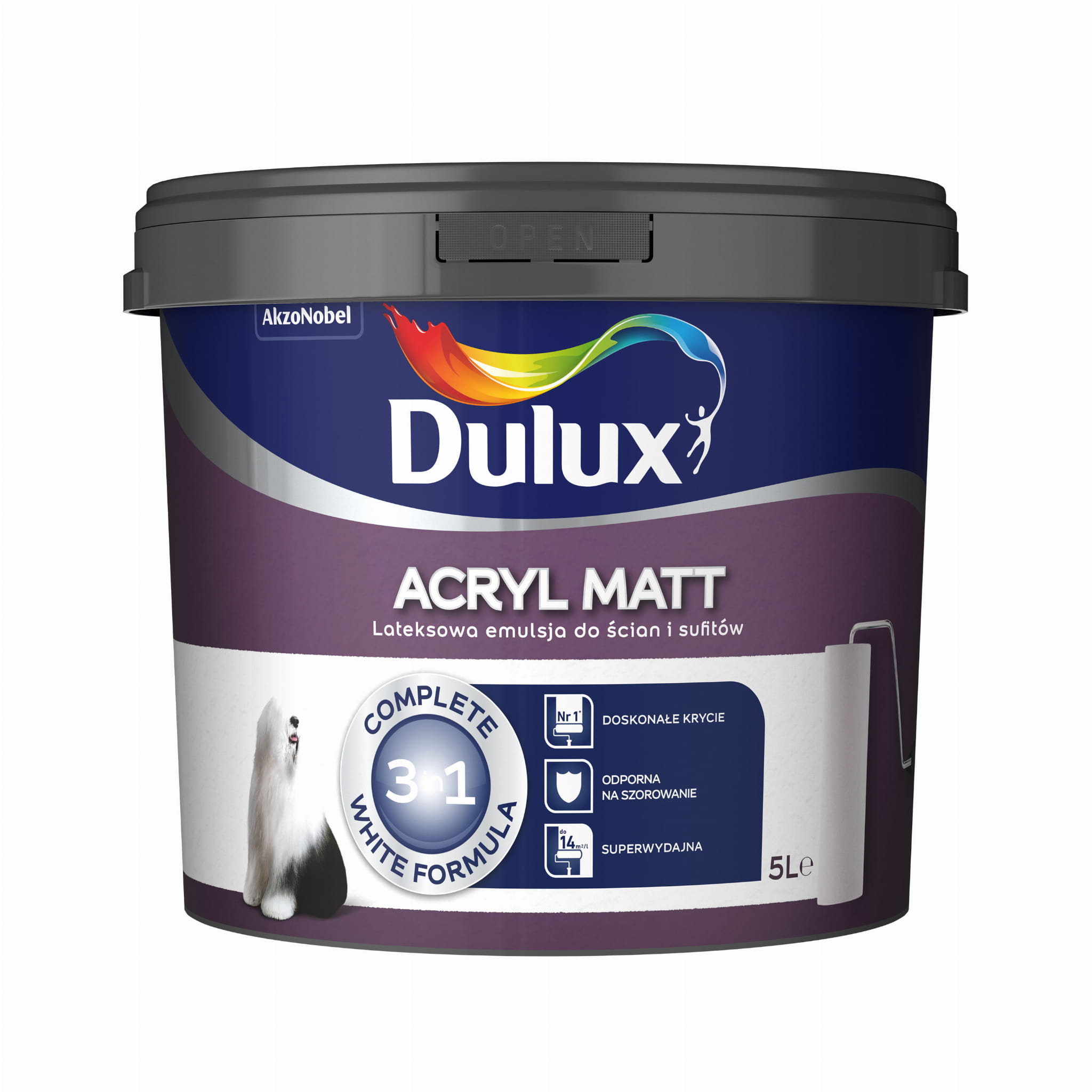 Dulux ACRYL emulsja Lateksowa farba Biała MATT 5L