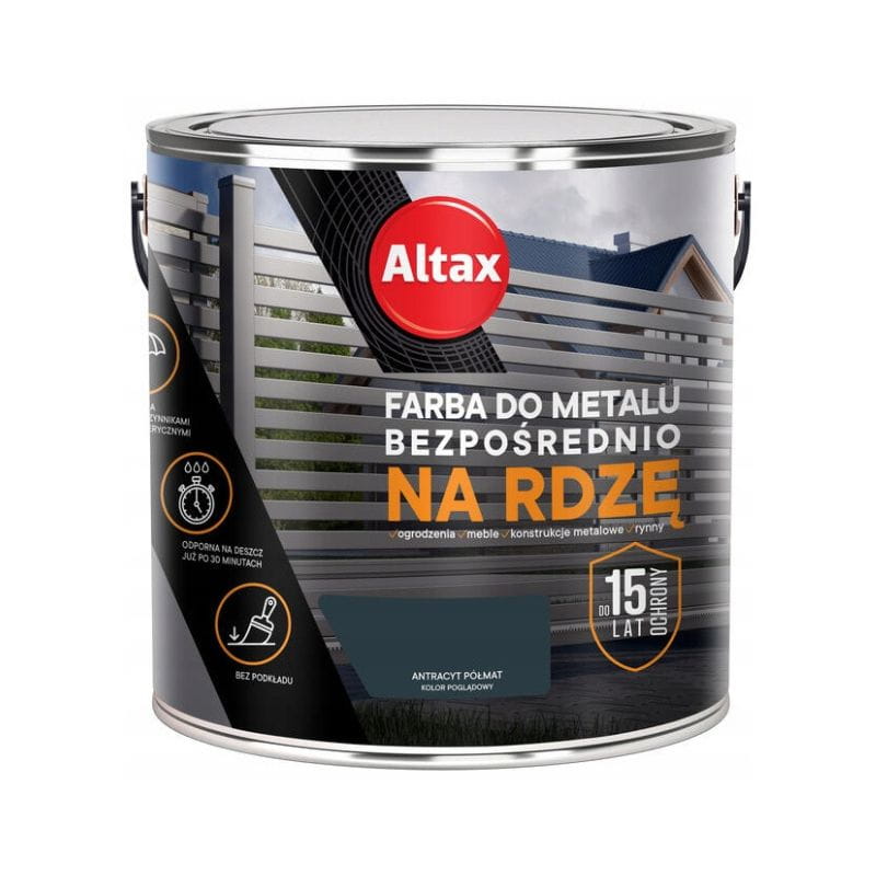 ALTAX Farba do metalu na rdzę 2,5L antracyt półmat