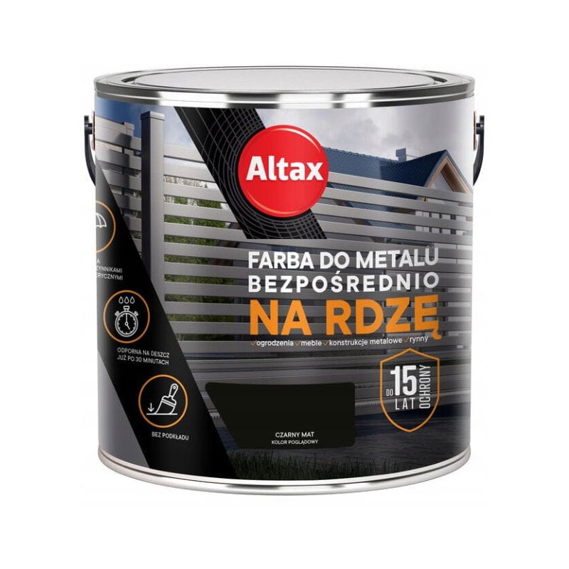 ALTAX Farba do metalu na rdzę 2,5L czarny mat