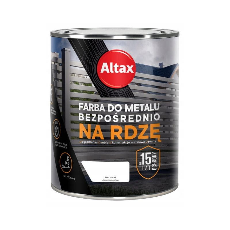 ALTAX Farba do metalu na rdzę 0,75L biały mat