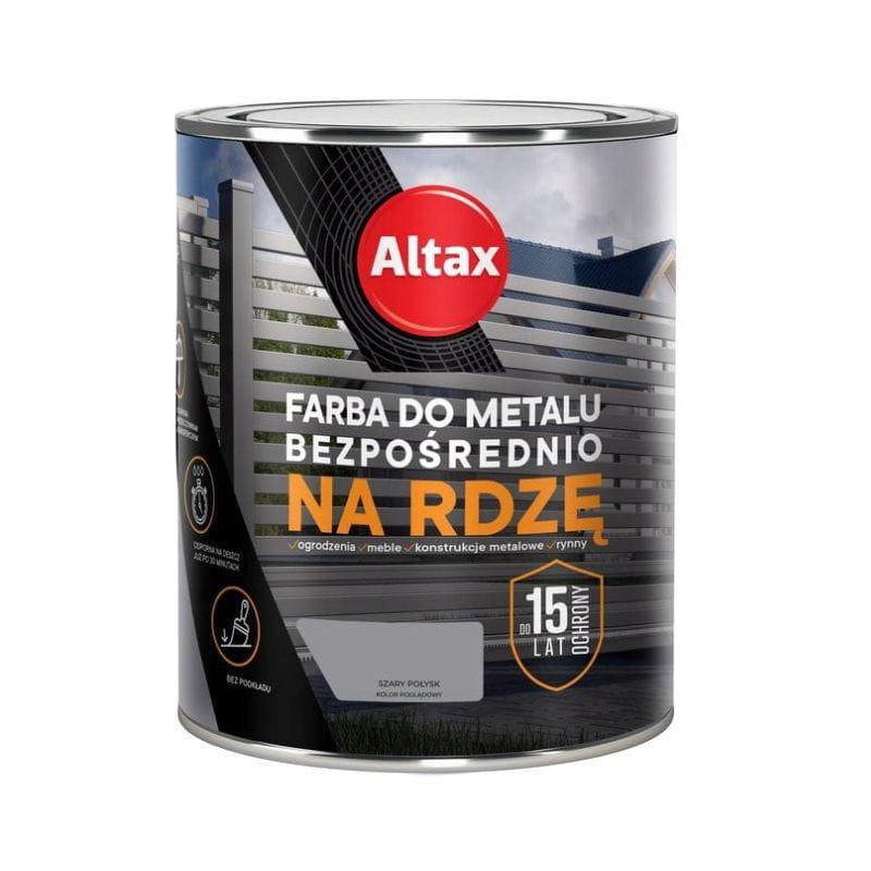 ALTAX Farba do metalu na rdzę 0,75L szary połysk