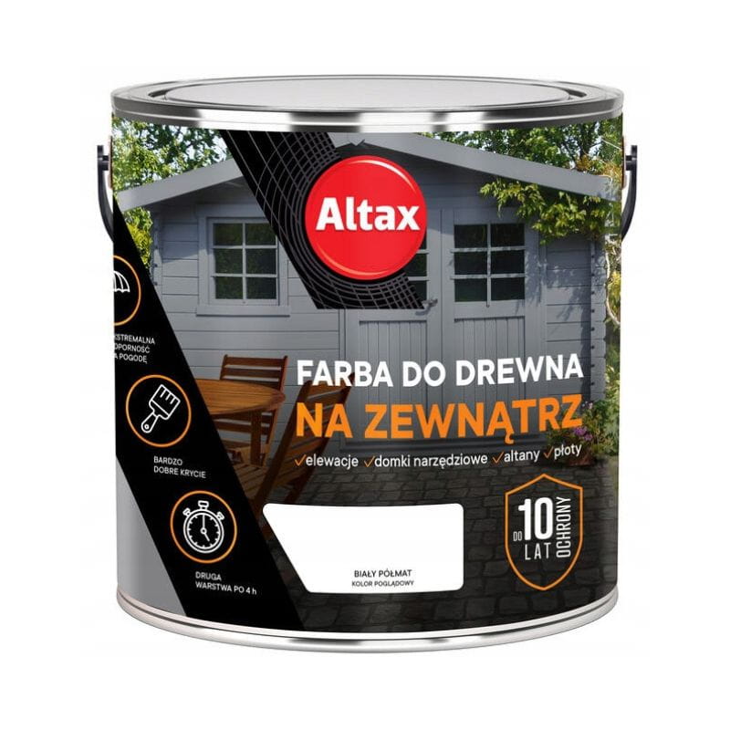 ALTAX Farba do drewna na zewnątrz 2,5L biały półmat