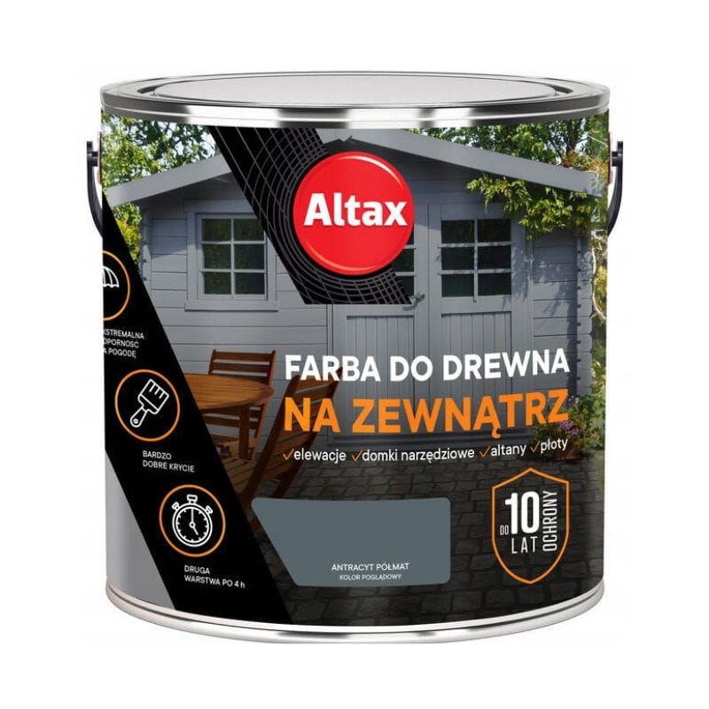 ALTAX Farba do drewna na zewnątrz 2,5L antracyt półmat