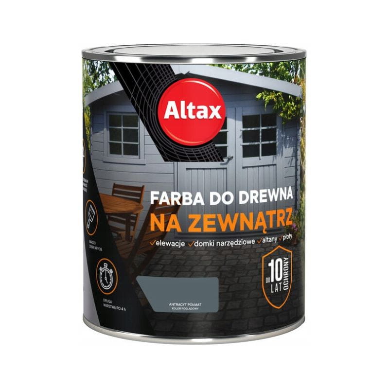 ALTAX Farba do drewna na zewnątrz 0,75L antracyt półmat