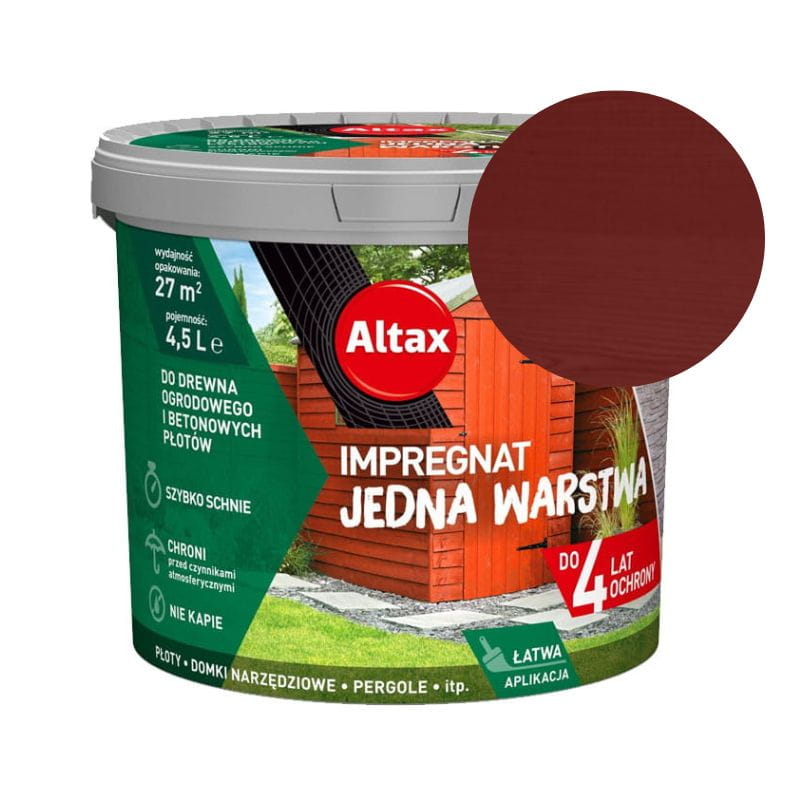 ALTAX Impregnat Jedna Warstwa 4,5L mahoń do drewna i betonu