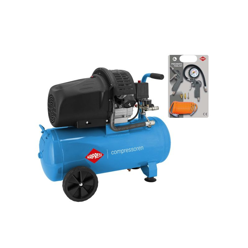 Airpress Kompresor dwutłokowy HL 425-50 + zestaw akcesoriów pneumatycznych