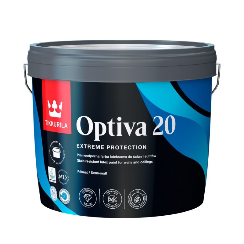 TIKKURILA Farba Lateksowa Optiva Semi Matt [20] Biała 9L