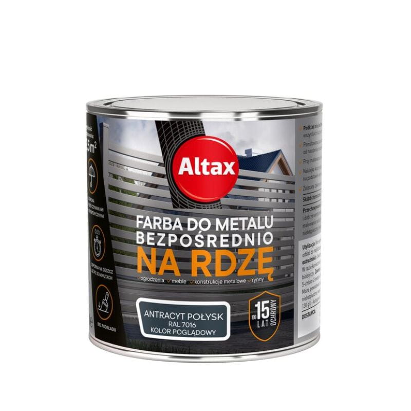 ALTAX Farba do metalu na rdzę 0,25L antracyt połysk