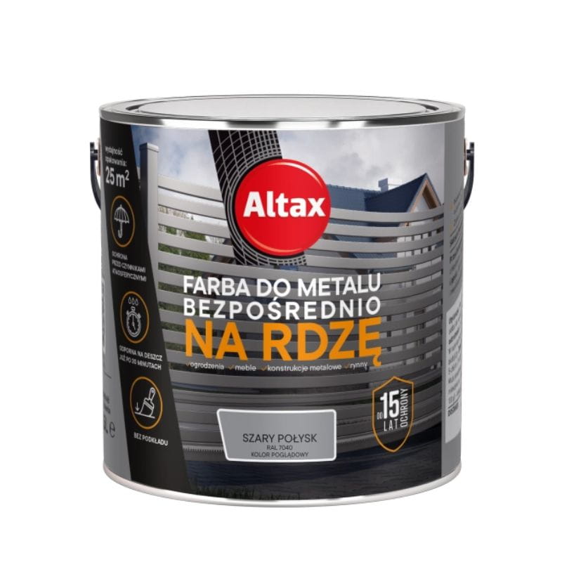 ALTAX Farba do metalu na rdzę 2,5L szary połysk