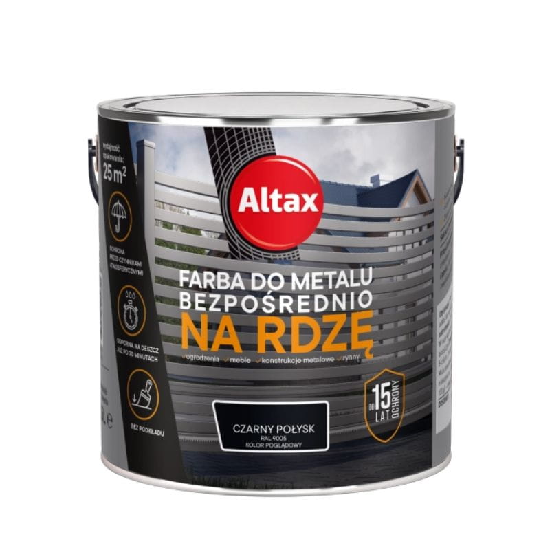 ALTAX Farba do metalu na rdzę 2,5L czarny połysk