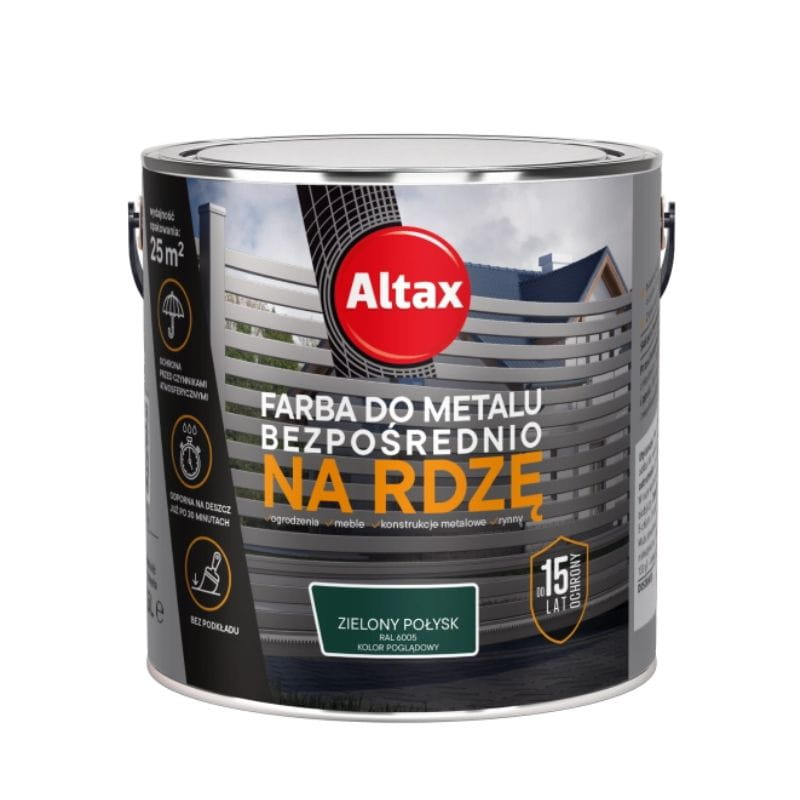 ALTAX Farba do metalu na rdzę 2,5L zielony połysk