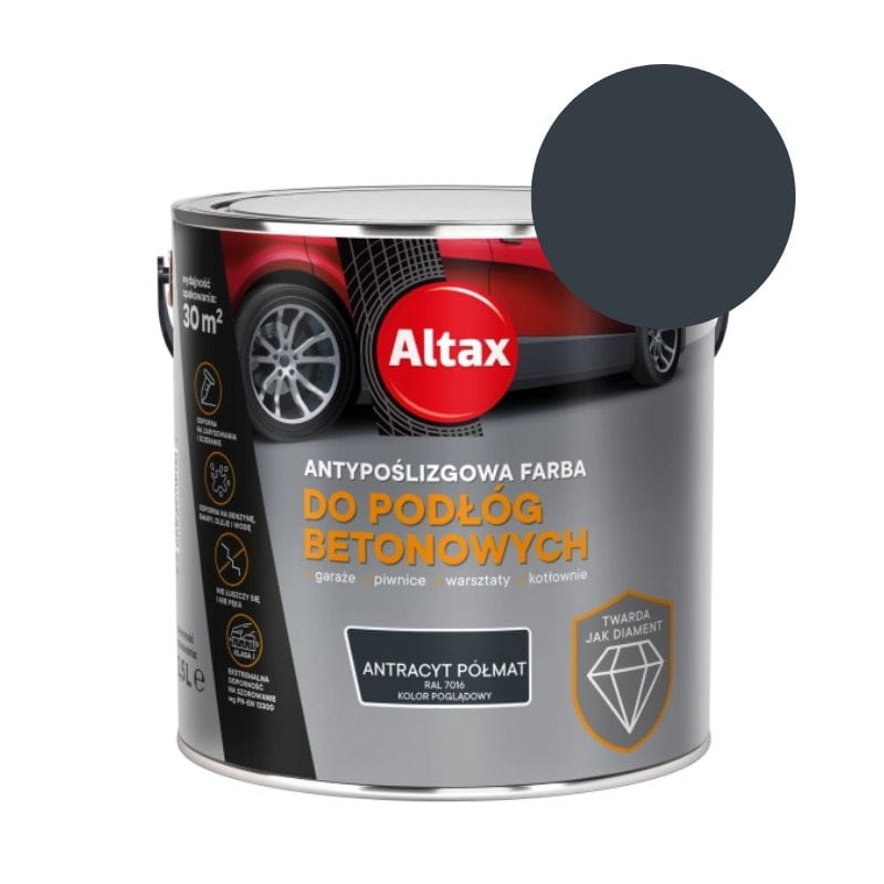 ALTAX Antypoślizgowa farba do podłóg betonowych antracyt półmat 2,5L