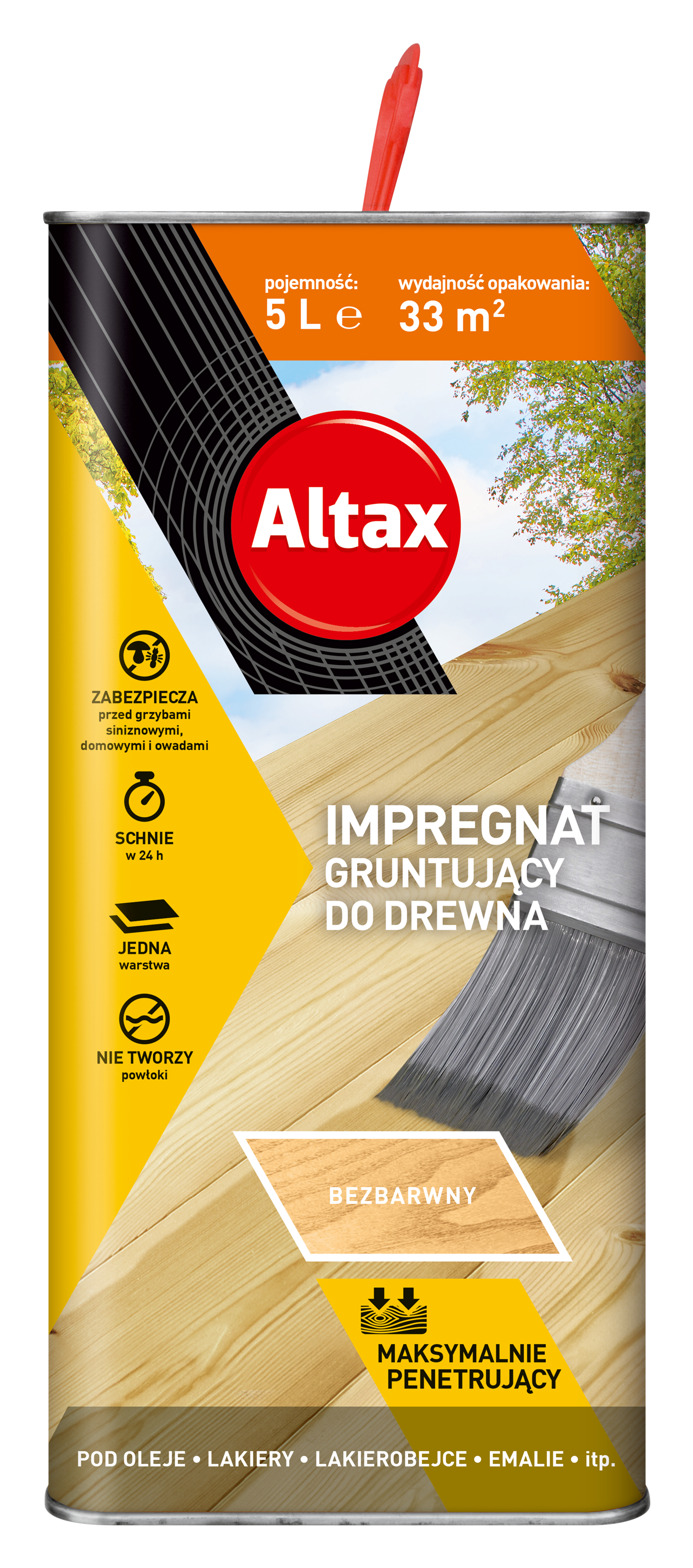 Altax Impregnat Gruntujący do Drewna Bezbarwny 5L