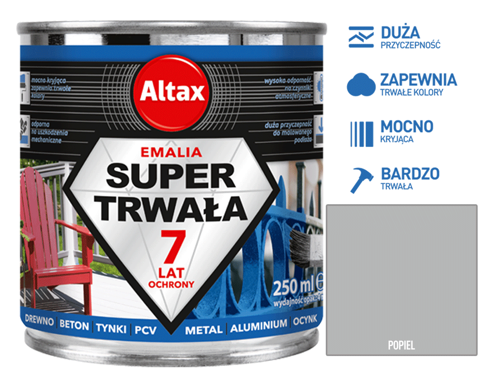 ALTAX SUPER TRWAŁA EMALIA 250 ML POPIEL