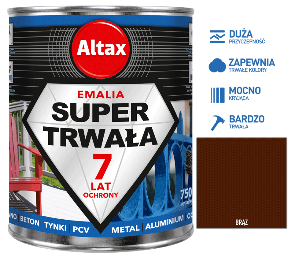 Altax Super Trwała Emalia 750ml Brąz