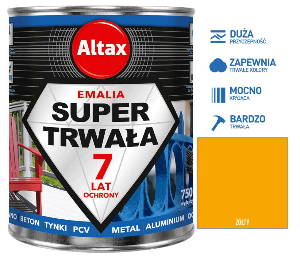 Altax Super Trwała Emalia 750ml Żółty